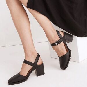 Madewell Black Mary Jane Pumps Block Heel Claudie